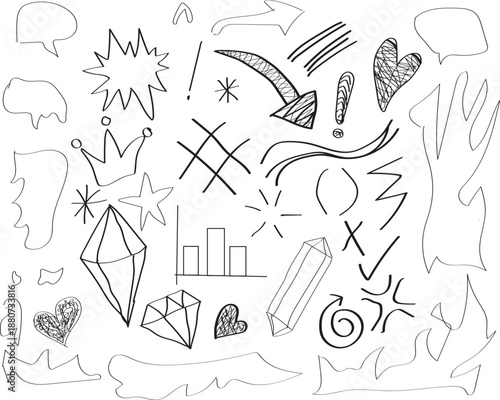 Abstract doodle artwork with various shapes and symbols