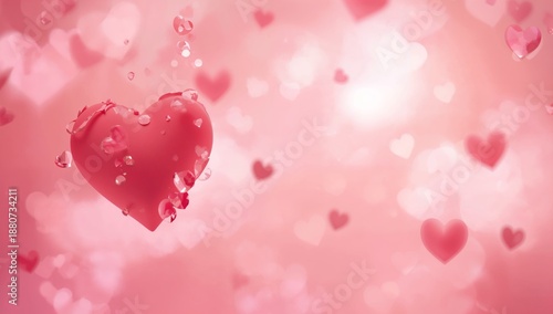 Heart Shapes Float in a Pink Background, Creating a Festive and Joyful Scene ...