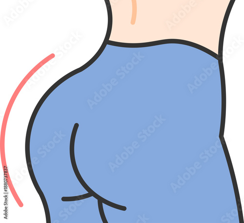 Minimalist vector illustration of a female body highlighting buttocks and body curves