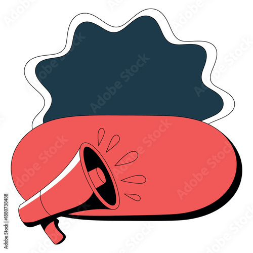 Colorful Megaphone with Speech Bubble Icon for Communication and Announcement Purposes