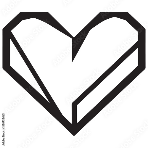 Abstract Geometric Faceted Heart Outline