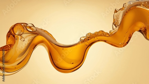 Golden Liquid Flows in a Wavy Pattern on a Light Background