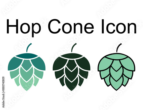 Set of Hop icon beer cone leaf sign,pub herb design, nature seed vector .