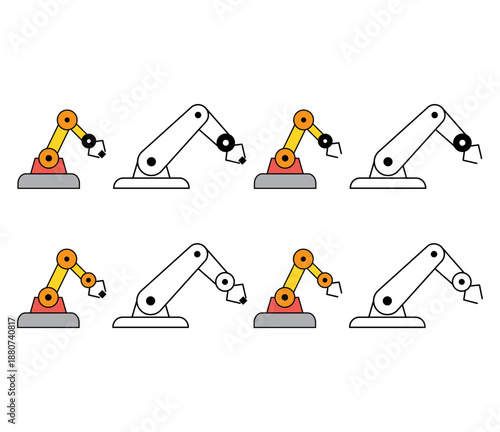 Set of Mechanical robot arm machine icon, technology hydraulic robotic hand, vector illustration .