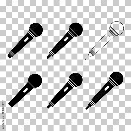 Set of Microphone icon, audio speech symbol, record concert sign, web button design .