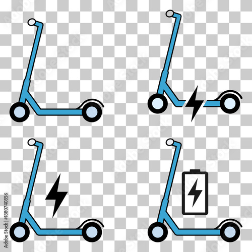 Set of Electric scooter icon, flat eco friendly transport, vehicle vector illustration .