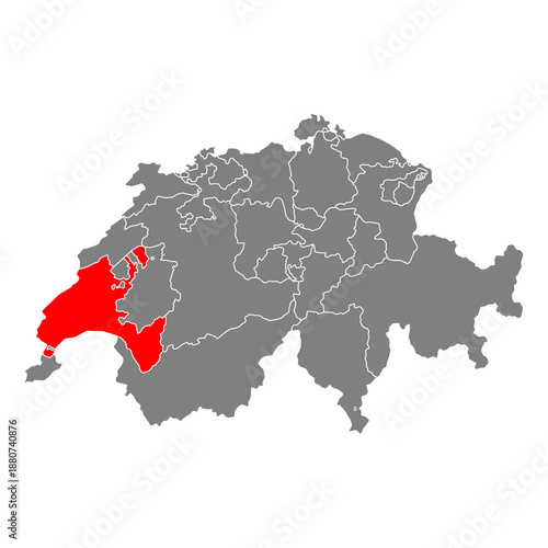 Canton of Vaud Switzerland map shape, travel web flat concept icon vector illustration .