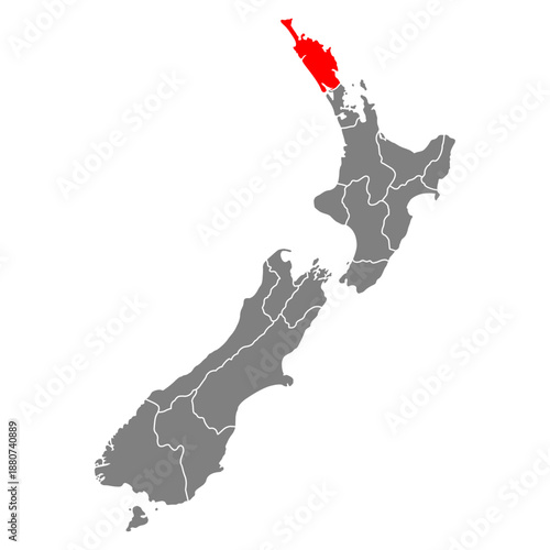 Northland of New zealand map shape, travel web flat concept icon vector illustration .