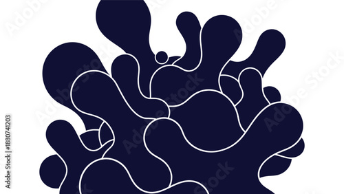 Abstract Organic Fluid Shape Vector Background Illustration Modern Dynamic Dark Blue Liquid Blob Pattern Design