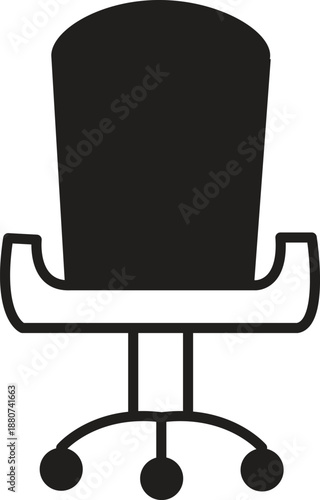 Simple black icon of an adjustable office swivel chair for modern workspaces