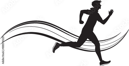 Boy jogging silhouette illustration vector design