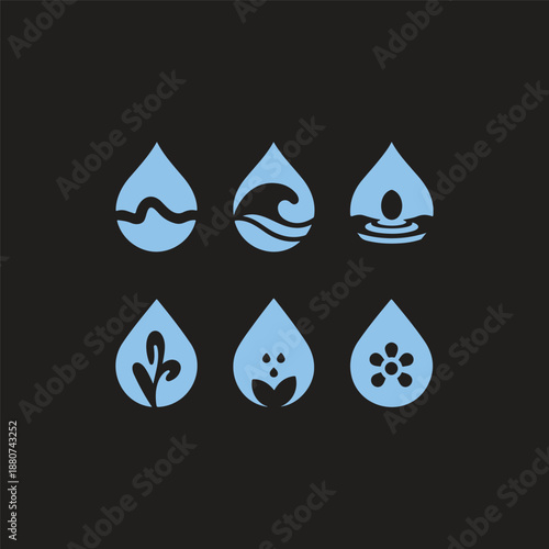 Symbolic Water Drops with Nature and Water Elements