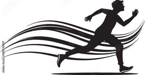 Boy jogging silhouette illustration in vector format for design use