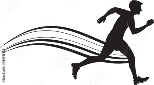 Boy jogging in silhouette illustration design