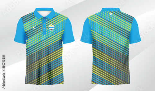 blue green polo sport shirt sublimation jersey template
