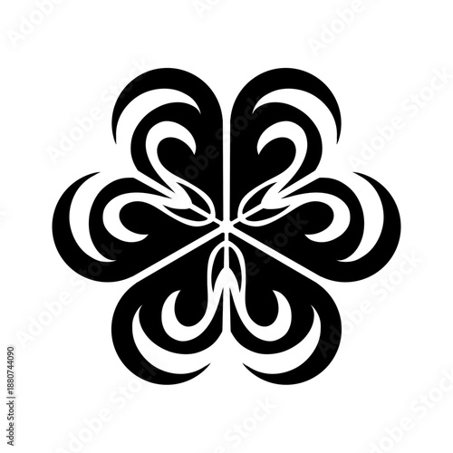 black and white Icon three leaf illustration