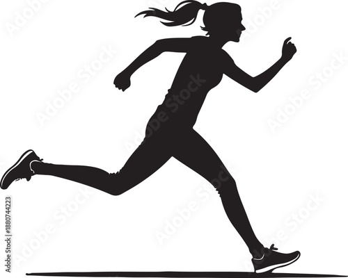 Girl jogging silhouette illustration in colorful vibrant design