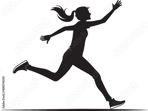 Girl jogging in silhouette illustration with colorful design elements