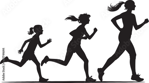 Girls jogging in silhouette illustration design