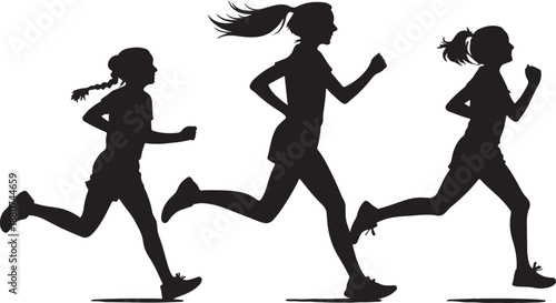 Girls jogging in silhouette illustration vector design