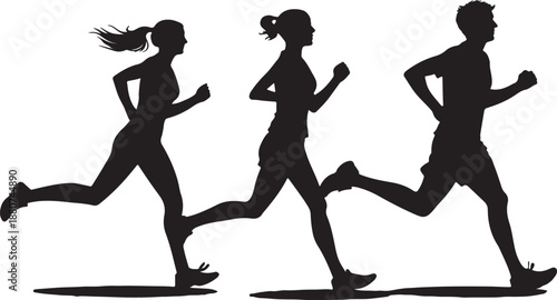 Girls jogging in silhouette illustration vector design