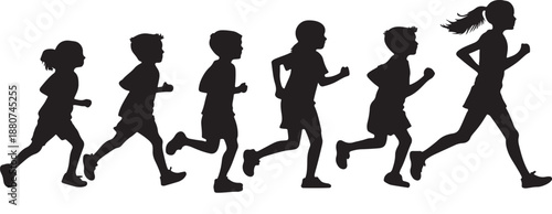 Kids jogging silhouette illustration vector design