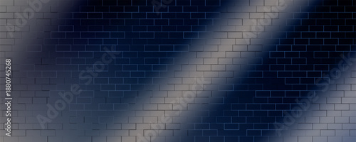 A red blue brick wallpaper texture background with blue shadows reflecting on the wall