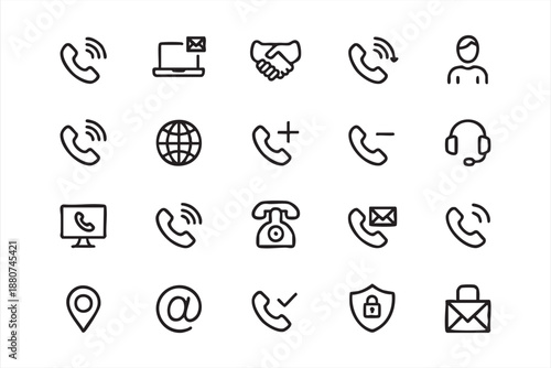 Phone and email support pictograms for CRM systems, service portals