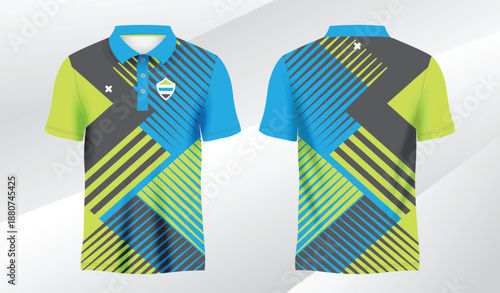 blue green polo sport shirt sublimation jersey template