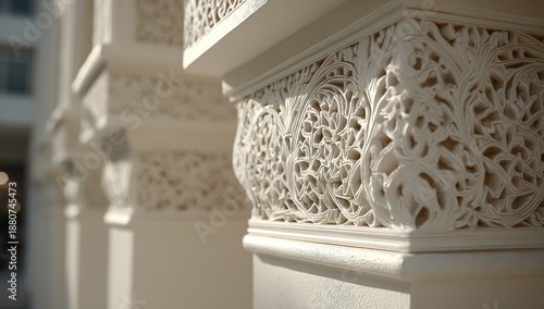 Wallpaper Mural Elegant ornate stonework columns with intricate floral carvings, a shallow depth of field Torontodigital.ca