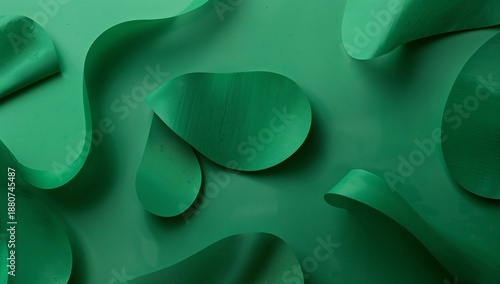 Green Abstract Shapes on a Light Background in a Minimal Design Layout