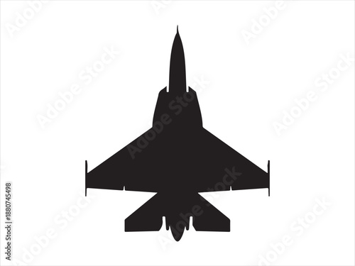 Fighter jet silhouette, aircraft side top rear view, military aviation vector, Front view silhouette of a modern fighter jet aircraft with landing gear deployed isolated vector illustration 