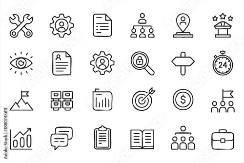 Corporate strategy and planning outline symbols for executive web UI
