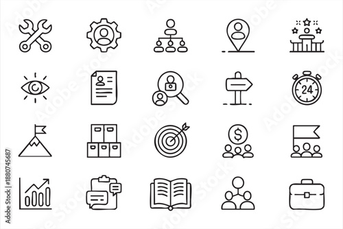 Team performance and goal tracking pictograms for enterprise platforms