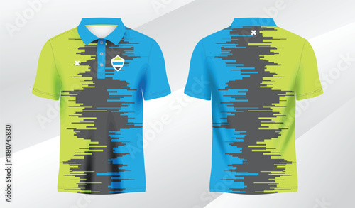 blue green polo sport shirt sublimation jersey template
