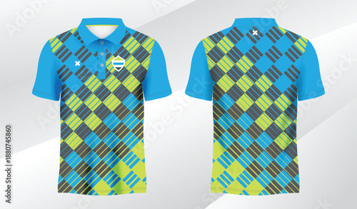blue green polo sport shirt sublimation jersey template