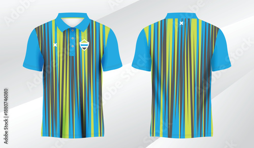 blue green polo sport shirt sublimation jersey template