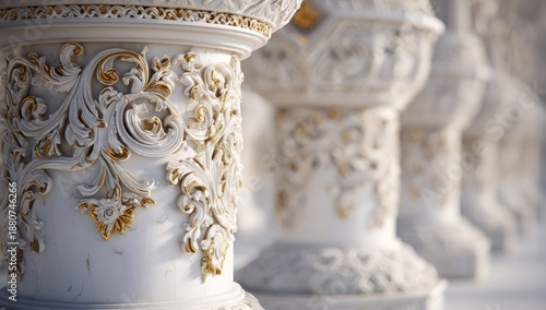 Wallpaper Mural Close-up of ornate, white columns with gold accents, blurring to create depth Torontodigital.ca