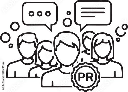 Public relations communication and teamwork concept for effective brand messaging and outreach isolated on white background