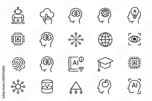 Automation and algorithm symbols for enterprise AI dashboards