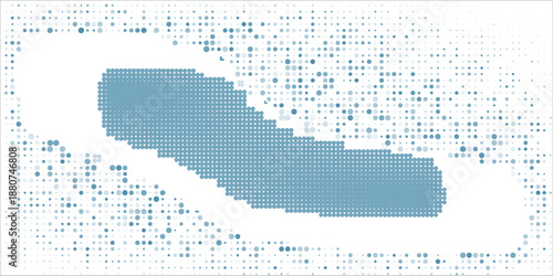 Dark BLUE vector pattern with colored spheres. Geometric sample of repeating circles on white background in halftone style.
