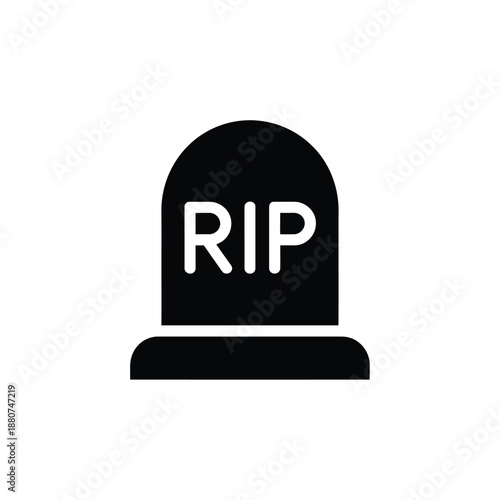 A simple black tombstone icon with the letters rip displayed