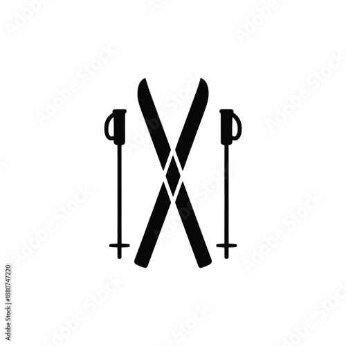 A simple black graphic depicting crossed skis and ski poles