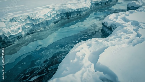 Ice and Water Flow in a Cold Landscape During Winter Season
