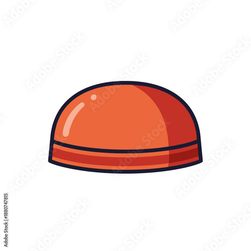 Simple white kufi or taqiyah muslim cap on red