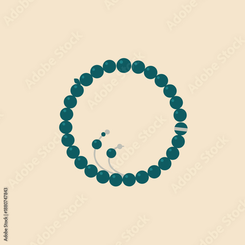 Elegant green prayer beaded circle design element
