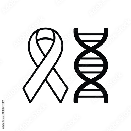 Genetic awareness symbols with dna and ribbon