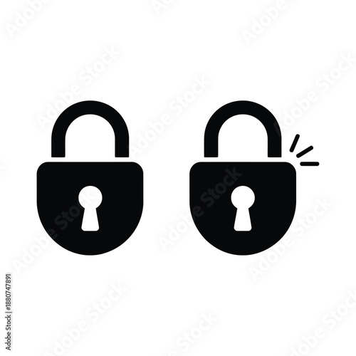 Two black padlocks with one showing a security breach