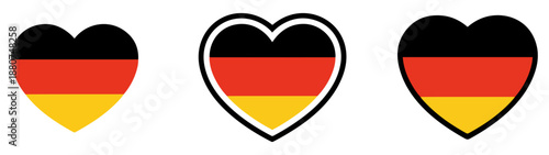 germany flag heart shape vector set