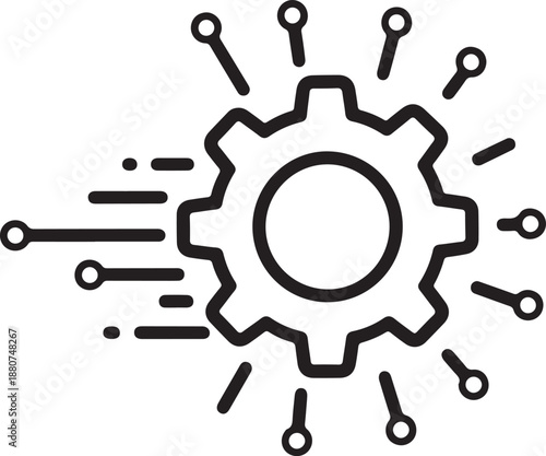 Digital processing and automation: an icon representing efficient technological data flow isolated on white background